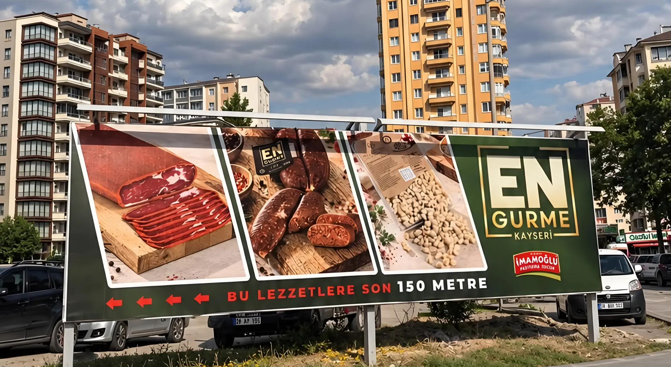 EnGurme Kayseri billboard — pastırma, sucuk ve el yapımı mantı